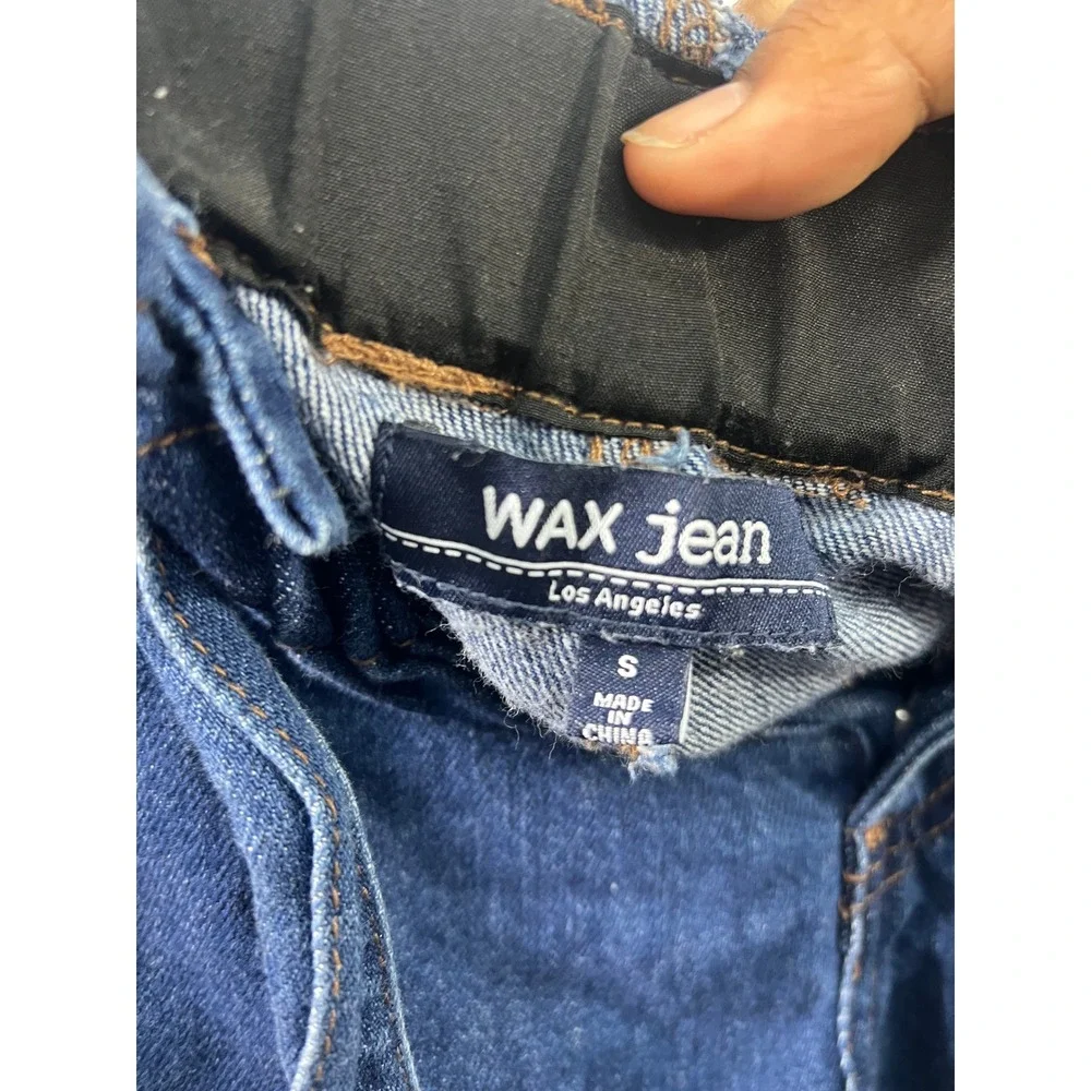 Wax Jean Los Angeles Dark Wash Paperbag Waist Denim Shorts Cuffed Womens Small‎